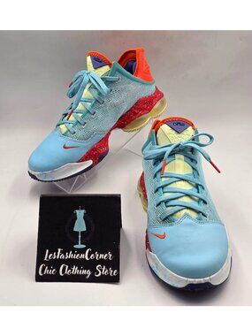 Nike Men's LeBron 19 Low Blue Chill Light Crimson Basketball Shoes Sz 8 4001